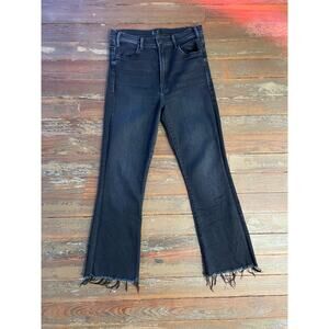 MOTHER The Hustler Ankle Fray Jeans Black Encounters at Night Size 29